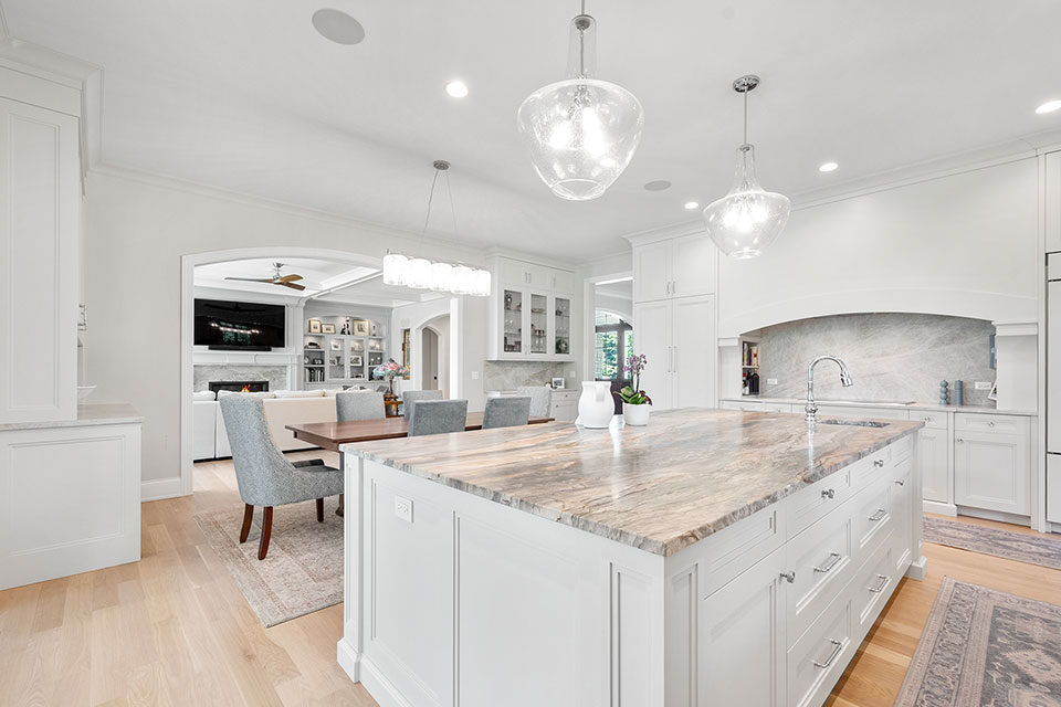 Northfield-Custom-Home-101 - Kitchen Island View - Globex Developments Custom Homes