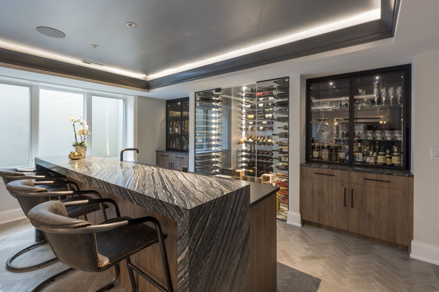 Side View Custom Wine Cellar and Bar