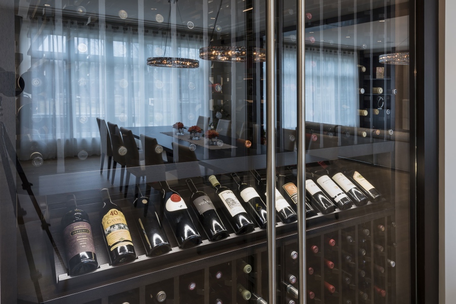 Close Up of Custom Wine Refrigerator Cabinets