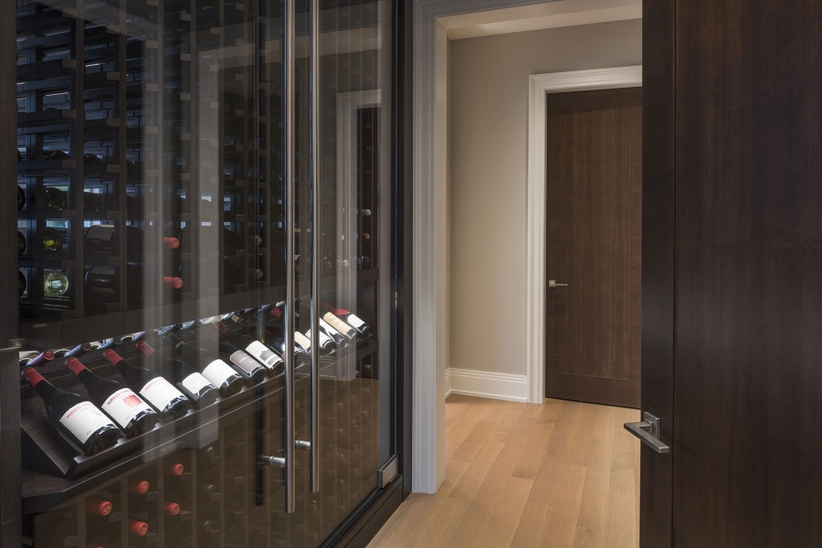 Angled View of Custom Wine Refrigerator Cabinets