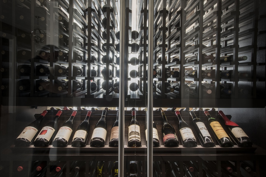 Center View of Custom Wine Refrigerator Cabinets