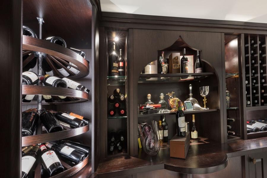 Corner View of Custom Wine Cellar