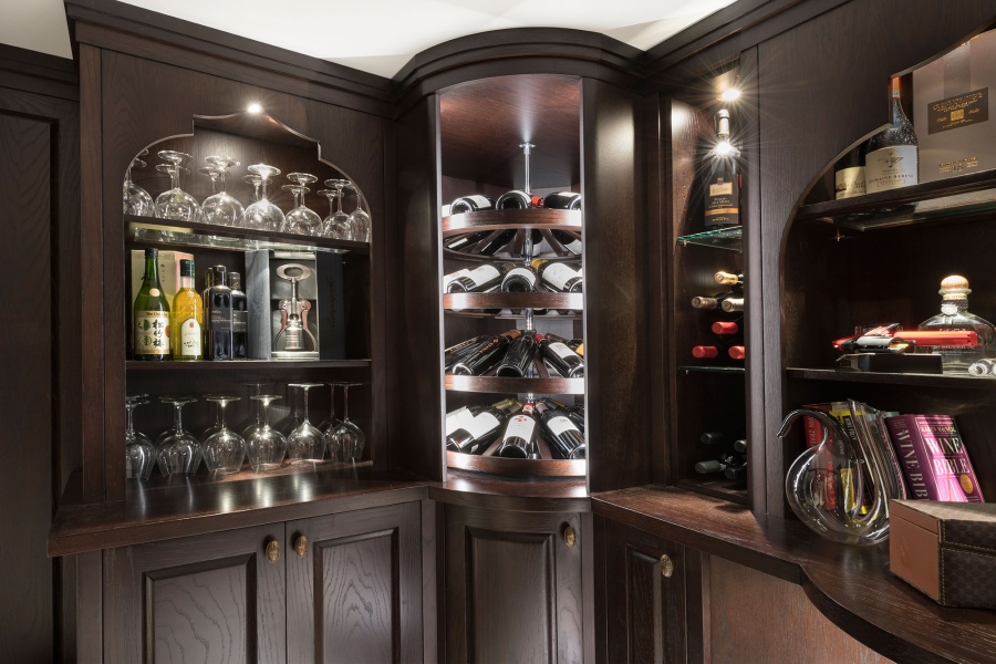 Corner View of Custom Wine Cellar
