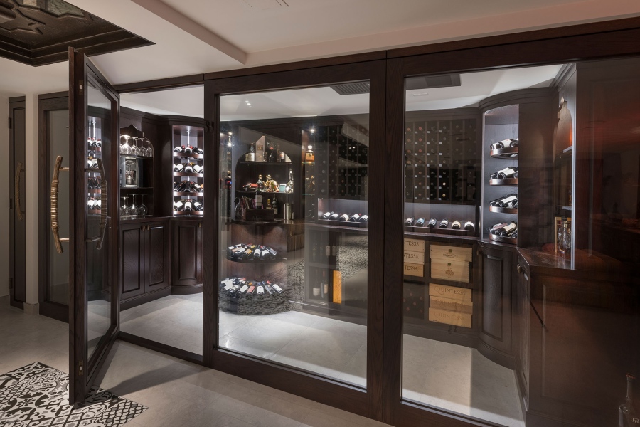 Open Door of Custom Wine Cellar