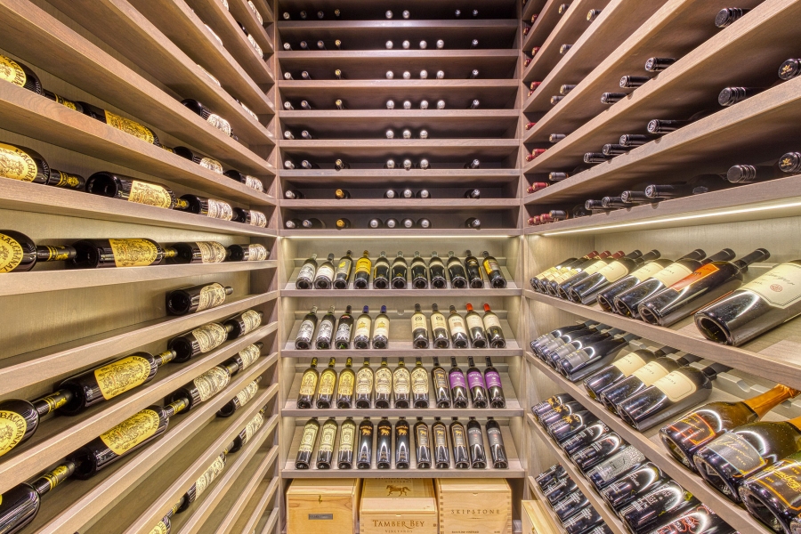 Wide Angle View of Wine Cellar