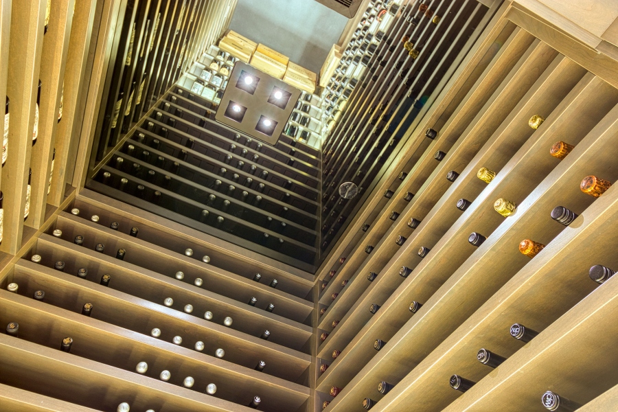 Wine Cellar Mirrored Ceiling View