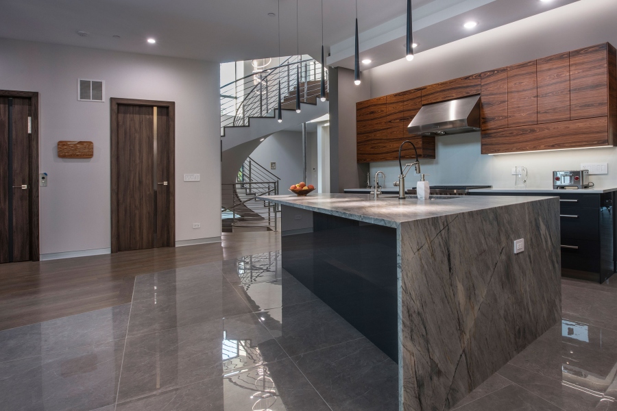 Angle View of Kitchen Island