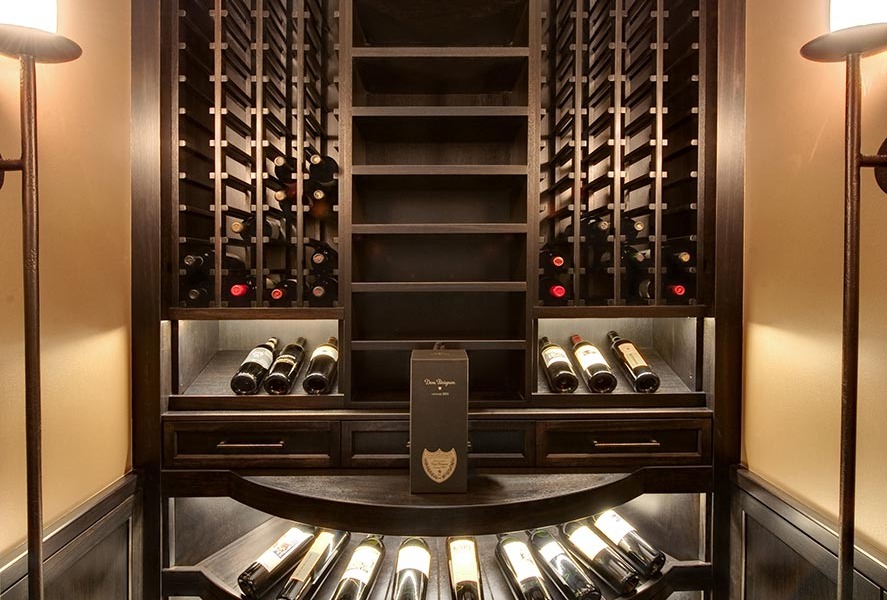 Center View of Custom Wine Cellar Storage