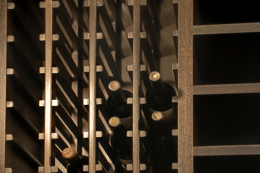 Close Up of Wine Cellar Rack and Shelf